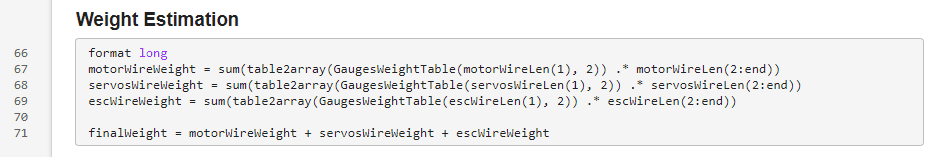 Wiring weight buildup script